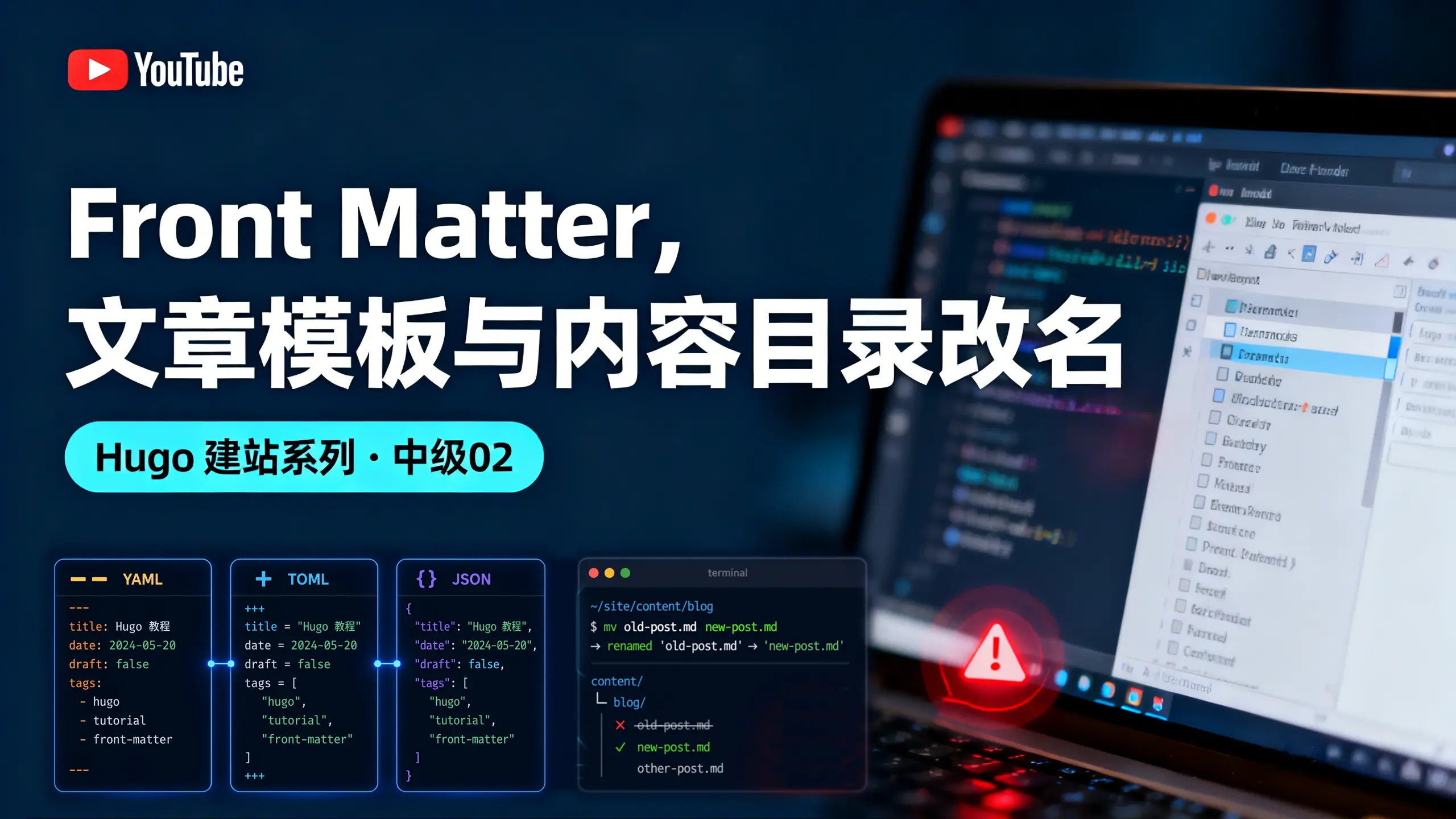 Featured image of post 中级02-写作体验优化：Front Matter、文章模板与内容目录改名